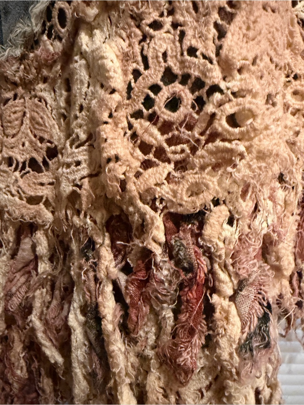 Women’s Rare Bird Jeans with Beige Lace Fringe - Picture 2 of 3
